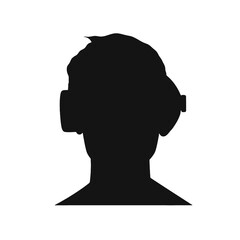 Augmented reality virtual reality headset on a person Silhouette , vector illustration