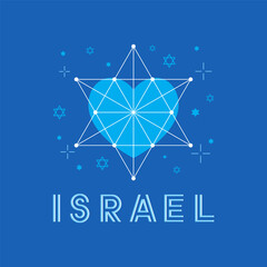 Love Israel concept vector design for independence day celebration. Template for greeting cards, banners, t-shirts, digital products