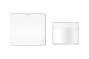Cosmetic jar with packaging box mockup isolated on white background - front view.3d rendering.