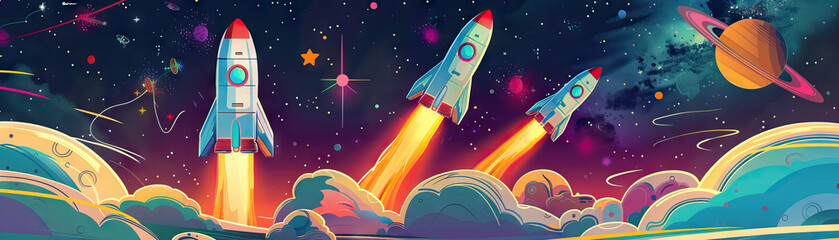 Naklejka premium Space Odyssey Quest: Journeying Beyond the Stars and Into the Unknown
