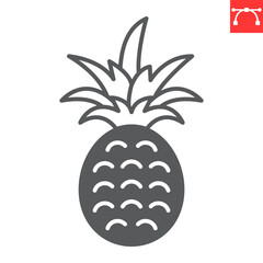 Obraz premium Pineapple glyph icon, summer and food, ananas vector icon, vector graphics, editable stroke solid sign, eps 10.