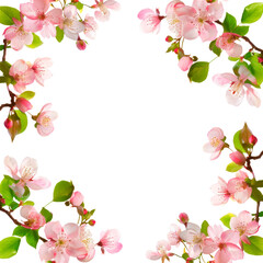 Naklejka na ściany i meble Frame with pink cherry blossom flower. Isolated on transparent background.