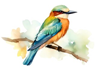A bird clipart, watercolor illustration clipart, 1500s, isolated on white background - 767726284