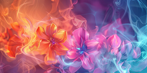 Dynamic Artistic Background: Colorful, Abstract, Smoke, Luminescent, Blooms, Art, Graphic, Creative, Composition
