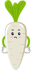white radish cartoon character, cute vegetable