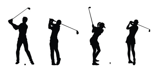 Golfer. Silhouette of a person playing golf on a white background. Graphics for designers and for decorating their work. Vector illustration.