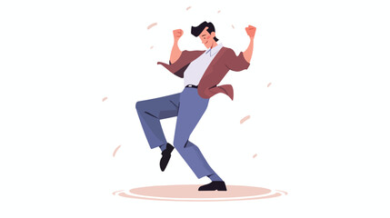 Fototapeta na wymiar Vector cartoon illustration of man dancing. 