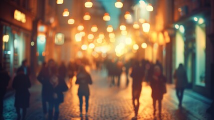 Blurred City Street Lights at Night - obrazy, fototapety, plakaty