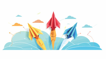 Vector illustration of paper airplanes holiday  - obrazy, fototapety, plakaty