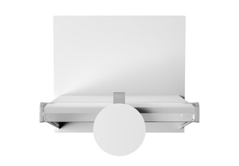 Small empty promotional shelf display, Blank circle price tag or wobbler, 3D rendering