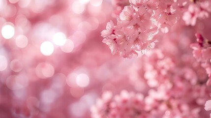 Soft Pink Cherry Blossoms with Bokeh Background