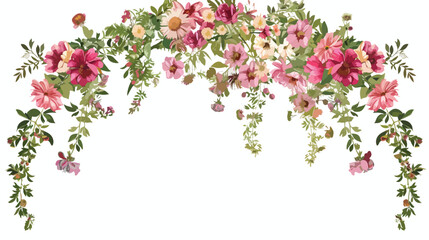 Vintage Floral Arch Clipar Flat vector isolated on white