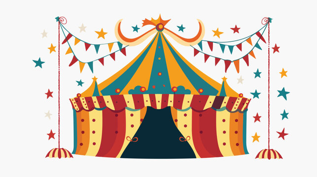Vintage Circus Flat vector isolated on white background