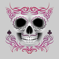 Elegant tribal sugar skull design. Catrina style. Day of the Dead, Halloween illustration.