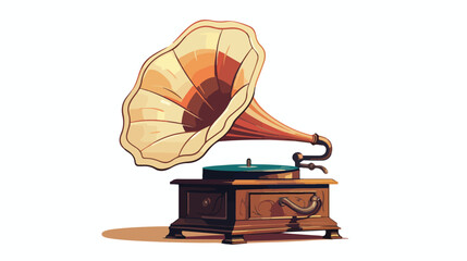 Vintage Gramophone Flat vector isolated on white background