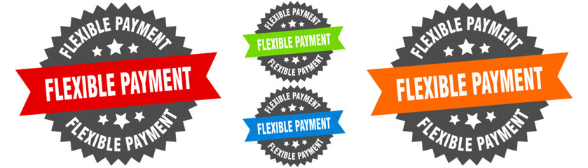 flexible payment sign. round ribbon label set. Seal