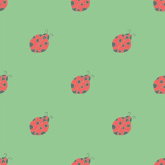 Seamless pattern with ladybugs. Summer ladybugs background