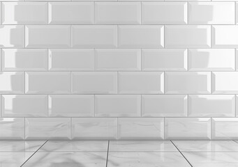 Fototapeta premium The classic white subway tile texture, versatile for kitchen backsplashes and bathroom walls. 4k