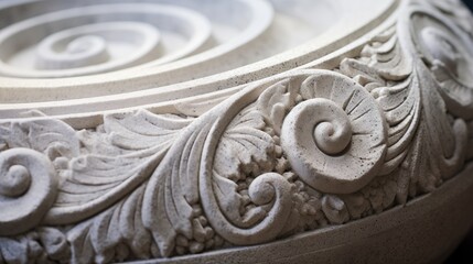 Naklejka premium Carved beautifully, the spinning stone adorned with intricate patterns serves various purposes, offering versatility and aesthetic charm in its usage. 