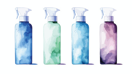 Watercolor Spray Bottle Flat vector isolated on white