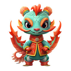 Fototapeta na wymiar Cute Chinese dragon clip art on transparent background PNG