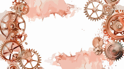 Watercolor Steampunk Frame Flat vector isolated on white