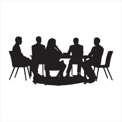 Business meeting and teamwork silhouette clipart black and white