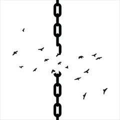 Chains break and birds fly Conceptual Illustration Of Freedom and change Motivation and hope