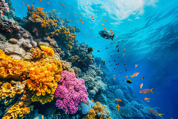 Obraz na płótnie Canvas Photo a coral reef garden filled with vibrant color