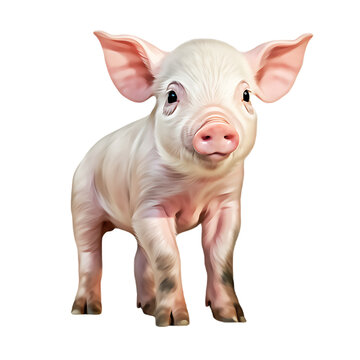 Cute clip art of a piglet on a transparent background PNG.