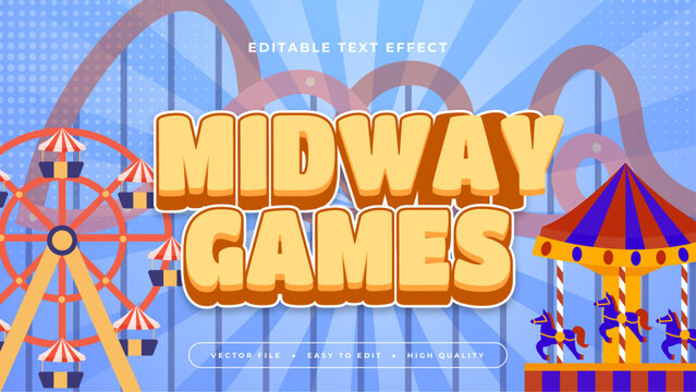 Colorful midway games 3d editable text effect - font style