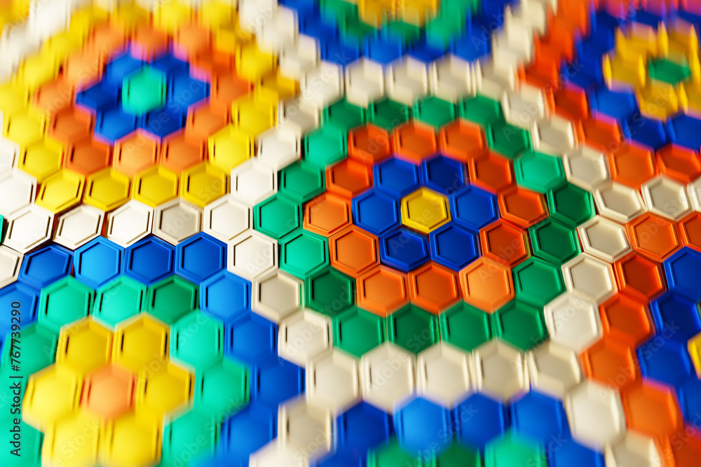 Poster multicolored pattern, hexagon pattern. 3d visualization