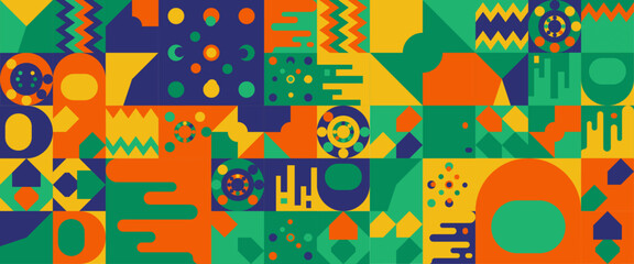 Colorful geometric mosaic seamless pattern illustration with creative abstract shapes. For banner, background, cover, poster, wallpaper, presentation background, certificate