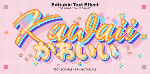 Kawaii editable text effect in modern trend style