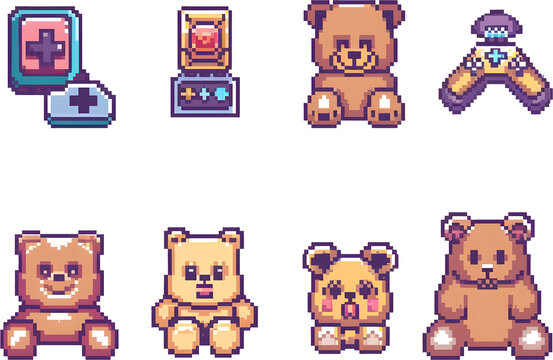 Charming Pixel Art Bear Emotes and Badges for Twitch Streamers and Gaming Communities
