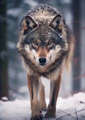 Fototapeta premium Wild wolf in a mystical winter forest