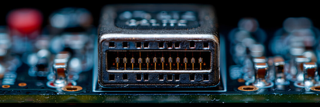 Closeup of DVI cable video monitor connector,
Close up of dvi cable video monitor connector on black background
