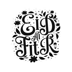 Eid Mubarak islamic typographiy design. Vector calligraphy isolated on white background eid al fitr mubarak for your design