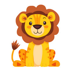 Obraz na płótnie Canvas Cute clipart of a lion on a transparent background PNG is easy to use.