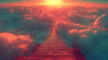 雲の上の道。天国のようなファンタジーの世界	
