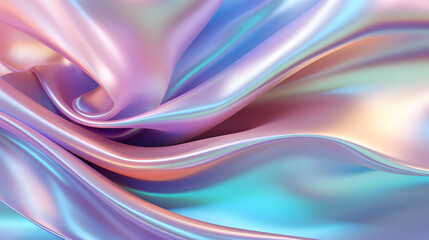 Fototapeta premium Rainbow Wavy smooth wavy elegant holographic silk cloth texture design neon curved wave Satin series shot Background Generative AI 