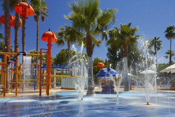 splash zone in aqua park, swimming and wet play for kids at a recreation aquapark (3)