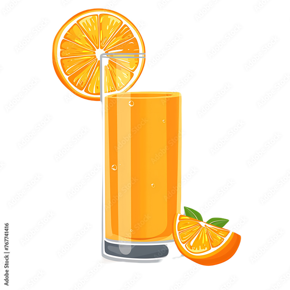 Wall mural cute clipart of orange juice drink on transparent background png, easy to use. - Wall murals