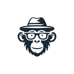 geek monkey genius smart animal logo vector illustration template design