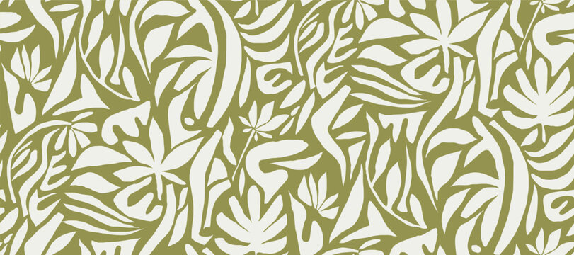 Minimalist abstract seamless pattern illustration.African organic  plant shape  simple boho ornament