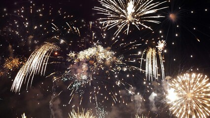 Golden Firework celebrate anniversary independence day night time celebrate national holiday....