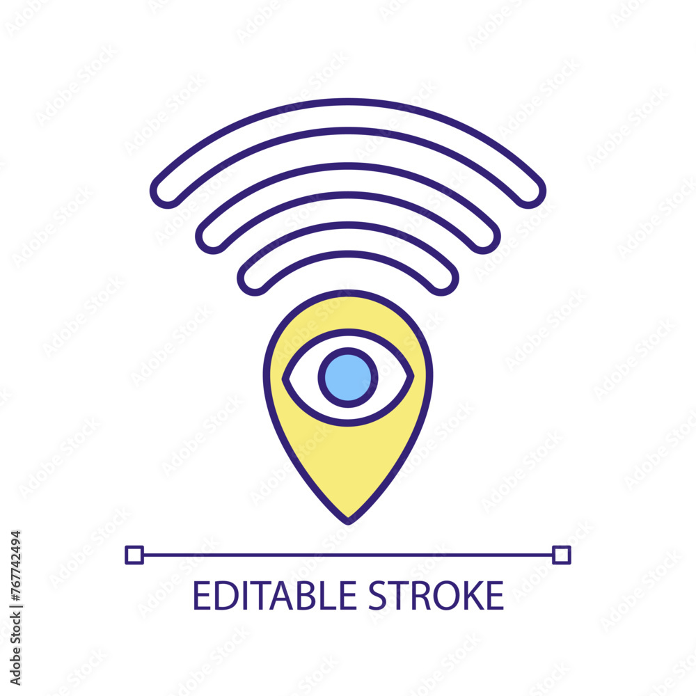 Poster gps tracking rgb color icon. reefer monitoring. real time telemetry. geo targeting software. telemat
