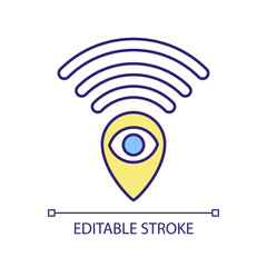 GPS tracking RGB color icon. Reefer monitoring. Real time telemetry. Geo targeting software. Telematics algorithms. Isolated vector illustration. Simple filled line drawing. Editable stroke