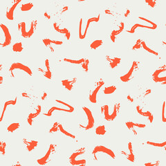 Minimalist abstract  brush stroke painting seamless flower pattern illustration. Modern trendy paint line background.