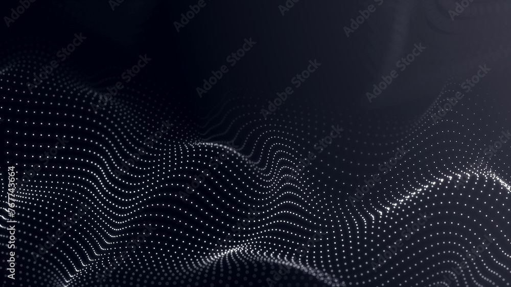 Poster big data stream. digital wave with many points. technology or science banner. 3d rendering.